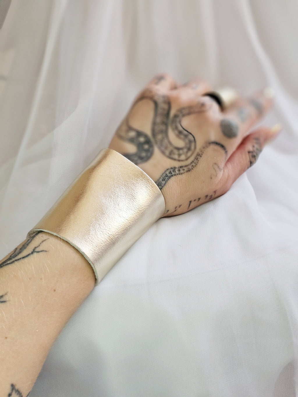 • golden leaf • leather cuff