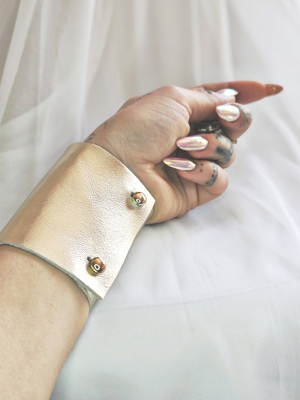 • golden leaf • leather cuff